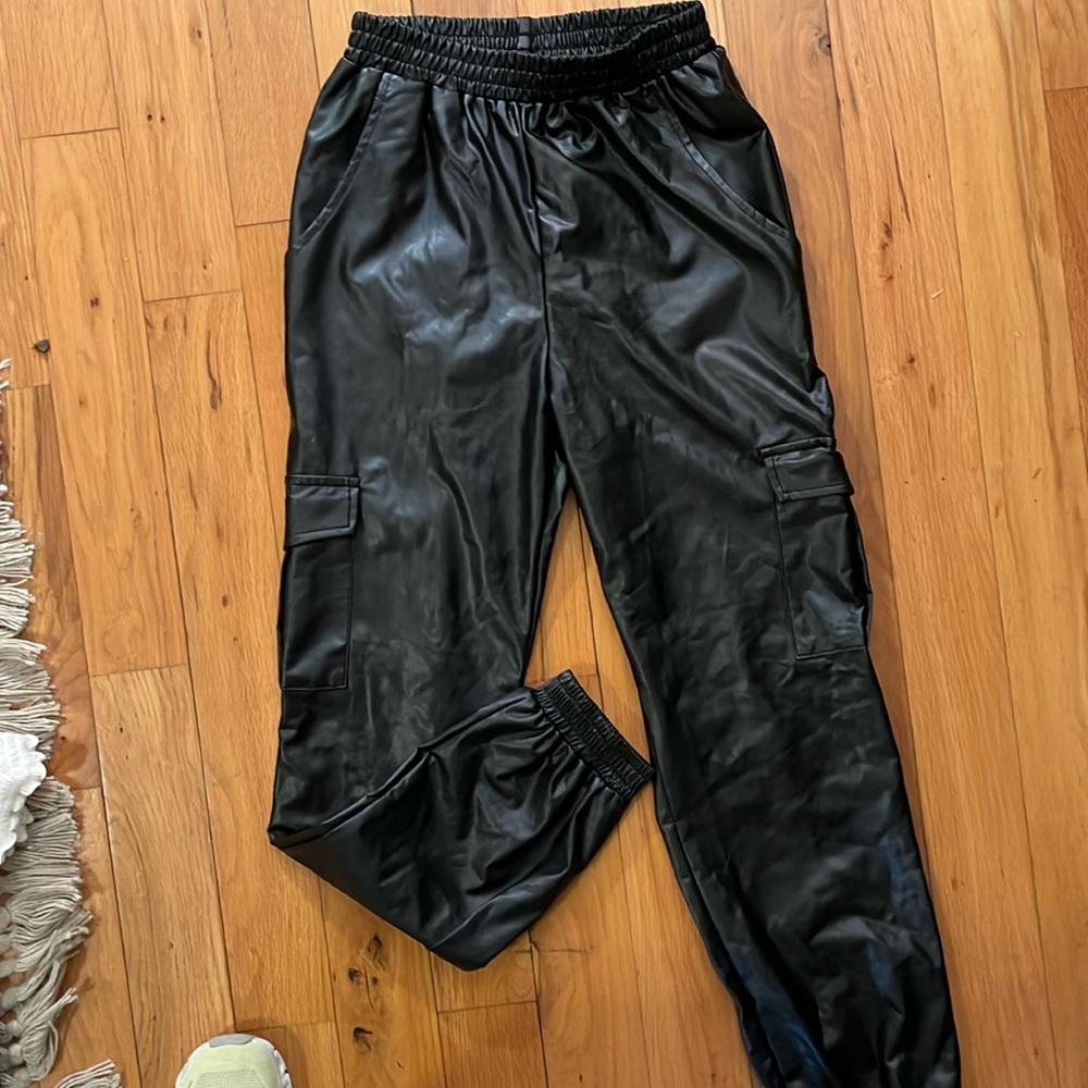 Leather joggers